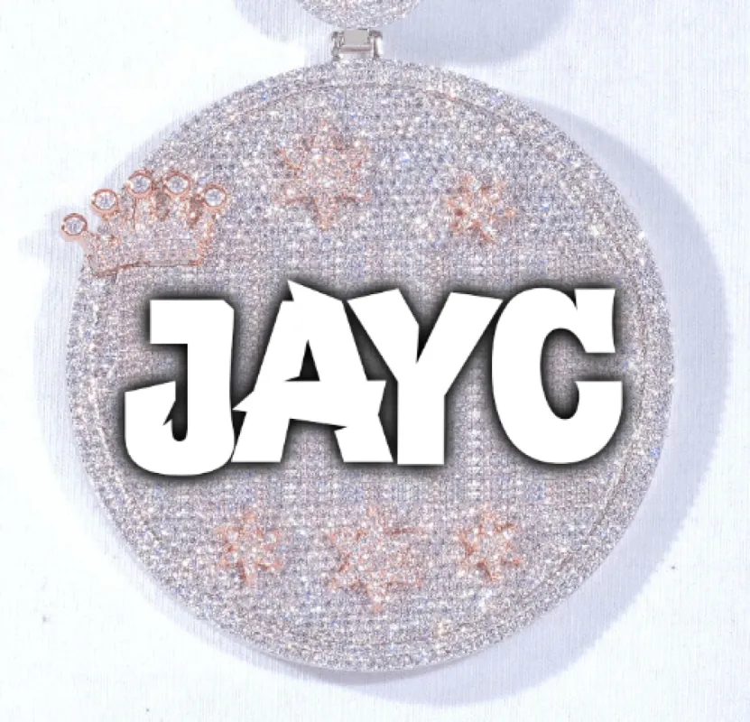 CUSTOM LETTER NECKLACE 3D BIG CROWN DISC sold by The GUU Shop