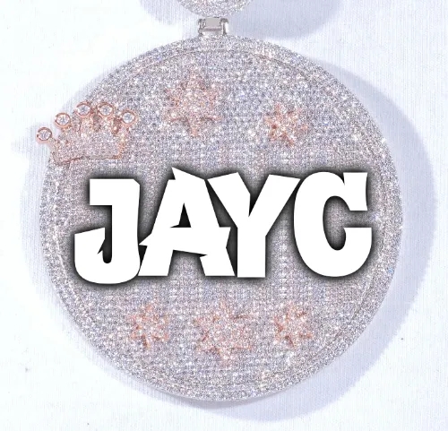 CUSTOM LETTER NECKLACE 3D BIG CROWN DISC sold by The GUU Shop