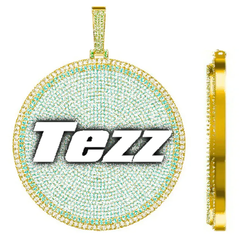 CUSTOM LETTER NECKLACE 3D BIG DISC sold by The GUU Shop