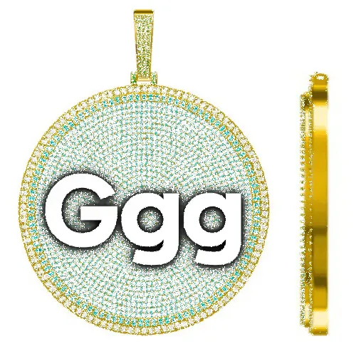 CUSTOM LETTER NECKLACE 3D BIG DISC sold by The GUU Shop