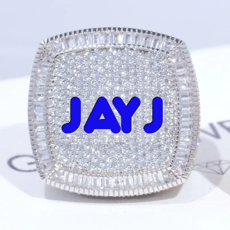 CUSTOM LETTER 3D ICED RING sold by The GUU Shop