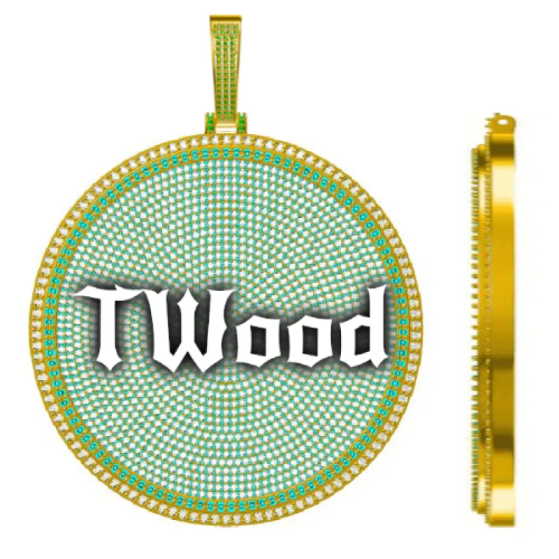 CUSTOM LETTER NECKLACE 3D BIG DISC sold by The GUU Shop