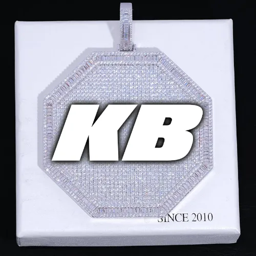 CUSTOM LETTER NECKLACE 3D BIG OCTAGON sold by The GUU Shop