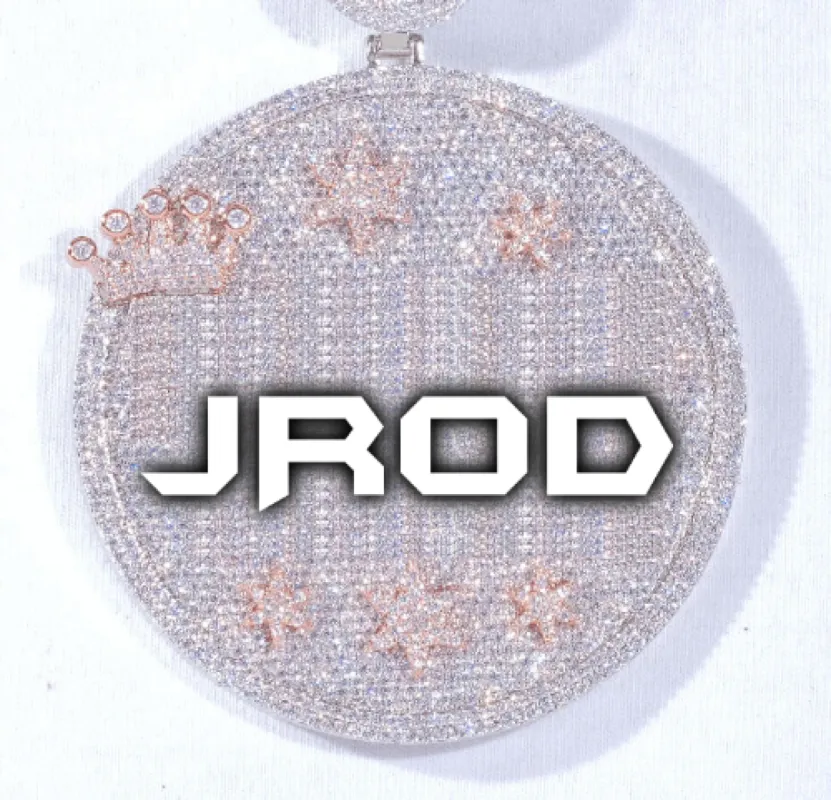 CUSTOM LETTER NECKLACE 3D BIG CROWN DISC sold by The GUU Shop