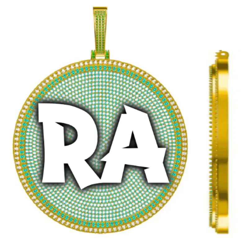 CUSTOM LETTER NECKLACE 3D BIG DISC sold by The GUU Shop