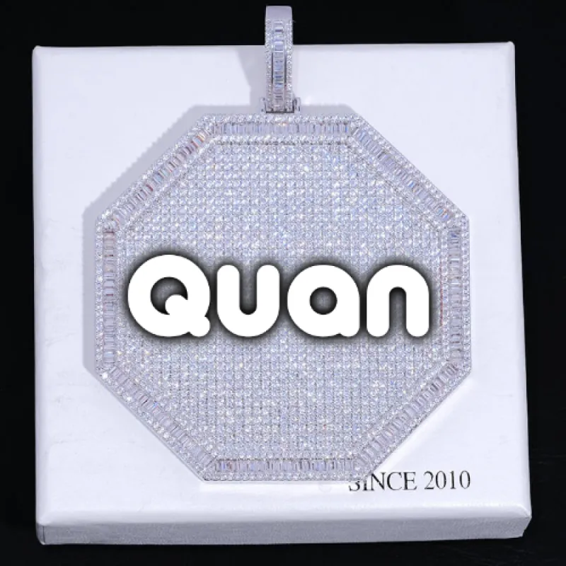CUSTOM LETTER NECKLACE 3D BIG OCTAGON sold by The GUU Shop