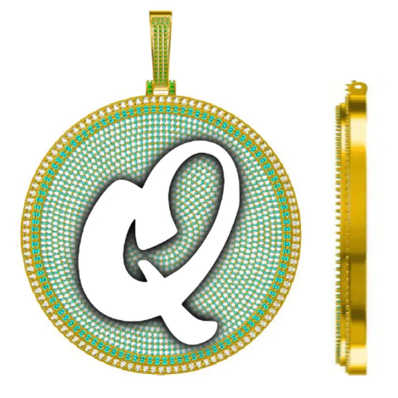 CUSTOM LETTER NECKLACE 3D BIG DISC sold by The GUU Shop