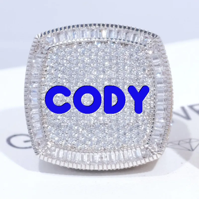 CUSTOM LETTER 3D ICED RING sold by The GUU Shop