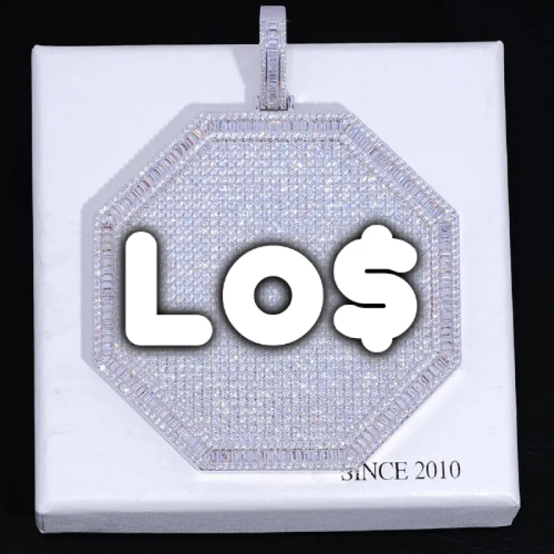 CUSTOM LETTER NECKLACE 3D BIG OCTAGON sold by The GUU Shop