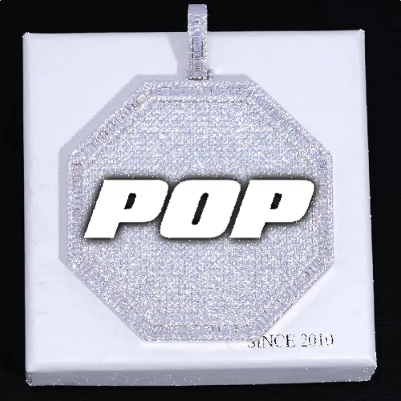 CUSTOM LETTER NECKLACE 3D BIG OCTAGON sold by The GUU Shop