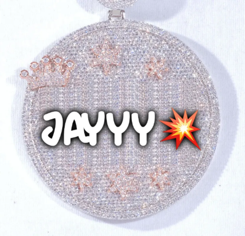 CUSTOM LETTER NECKLACE 3D BIG CROWN DISC sold by The GUU Shop