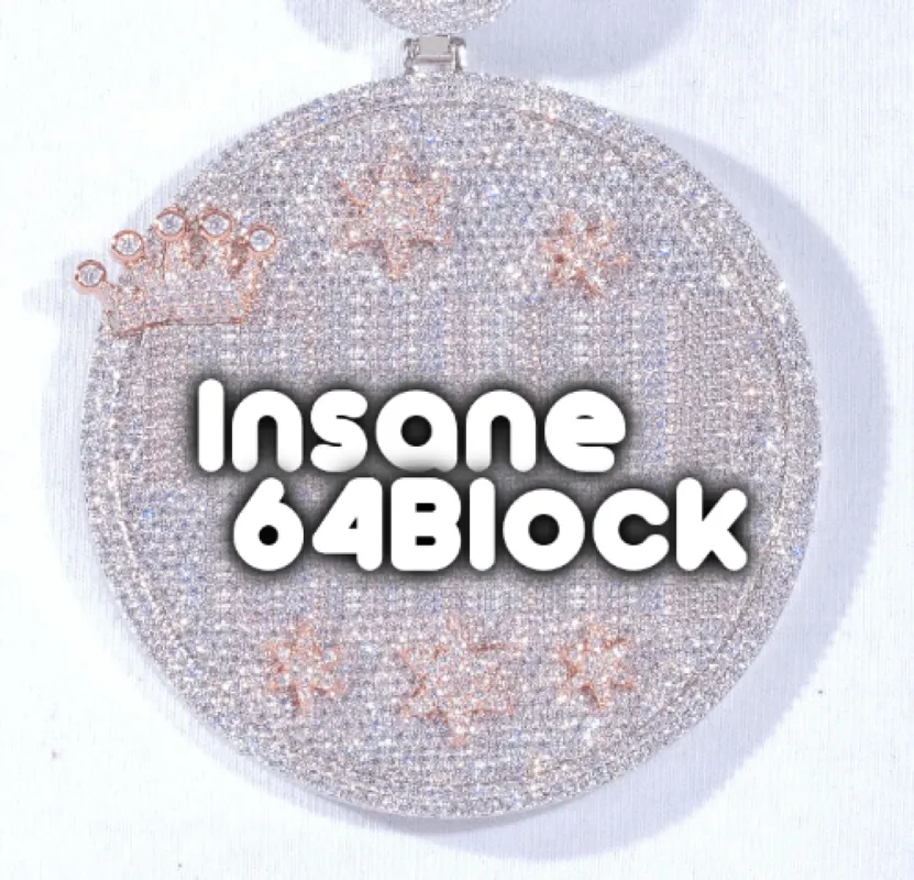 CUSTOM LETTER NECKLACE 3D BIG CROWN DISC sold by The GUU Shop