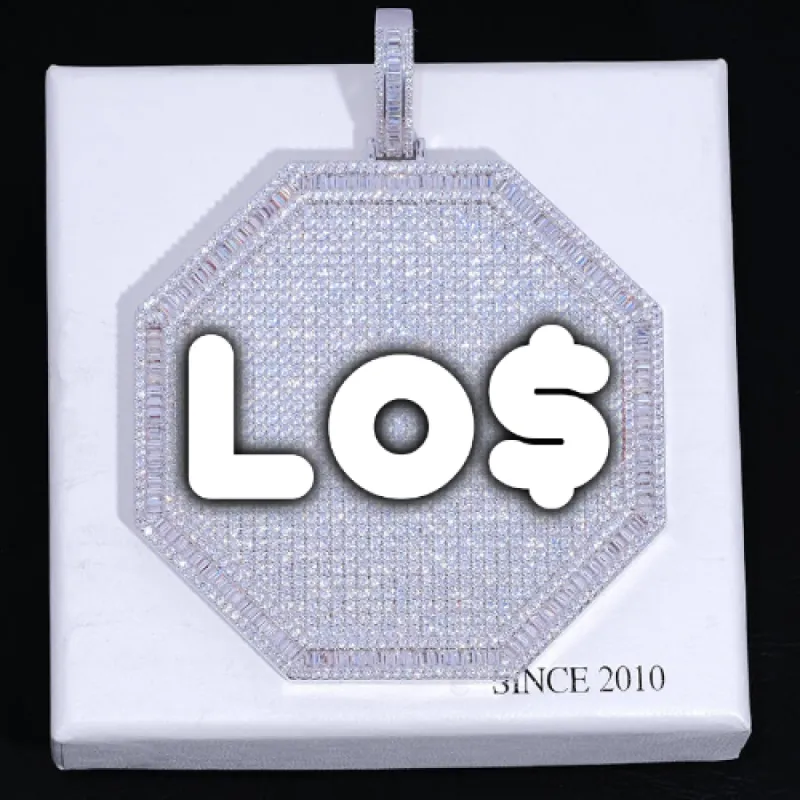 CUSTOM LETTER NECKLACE 3D BIG OCTAGON sold by The GUU Shop