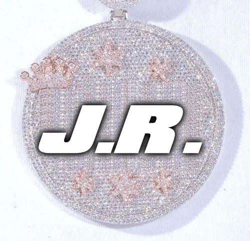 CUSTOM LETTER NECKLACE 3D BIG CROWN DISC sold by The GUU Shop