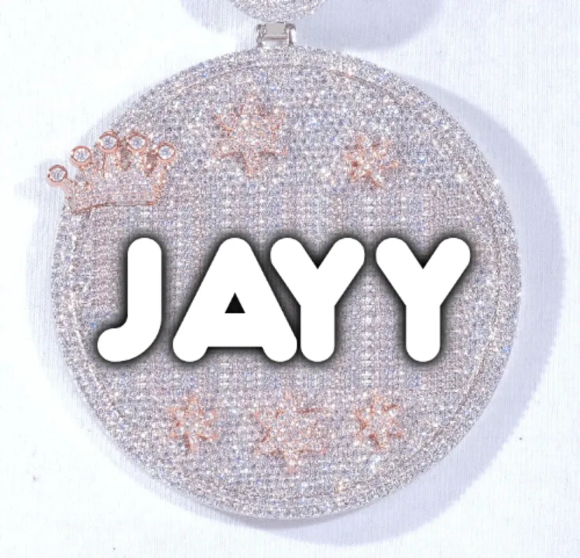 CUSTOM LETTER NECKLACE 3D BIG CROWN DISC sold by The GUU Shop