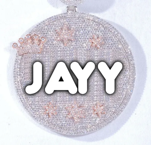 CUSTOM LETTER NECKLACE 3D BIG CROWN DISC sold by The GUU Shop