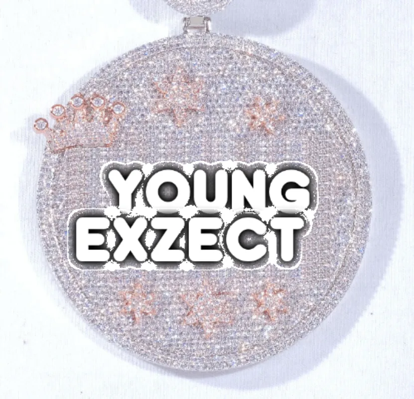 CUSTOM LETTER NECKLACE 3D BIG CROWN DISC sold by The GUU Shop