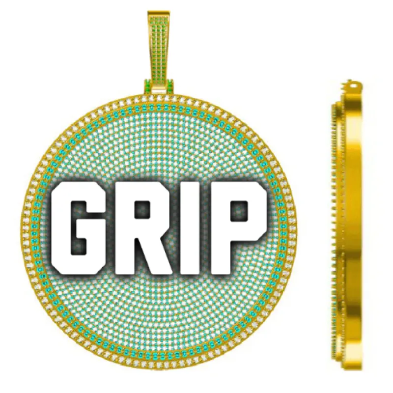 CUSTOM LETTER NECKLACE 3D BIG DISC sold by The GUU Shop