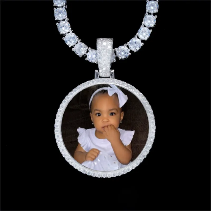 925S & VVS Moissanite 3D Circle Custom Picture Pendant sold by The GUU Shop