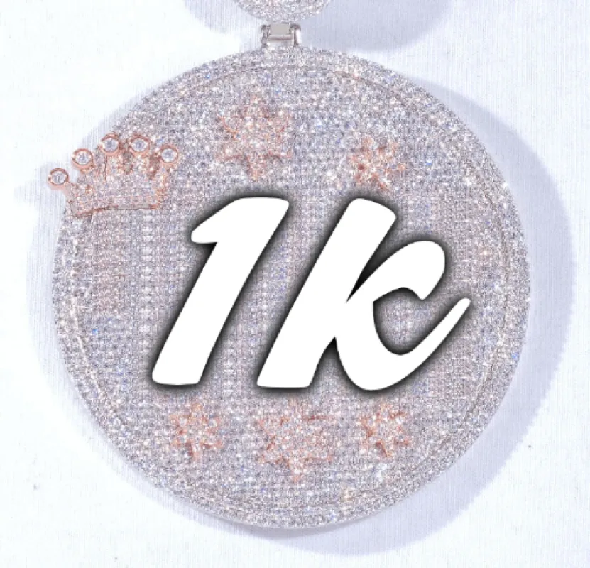 CUSTOM LETTER NECKLACE 3D BIG CROWN DISC sold by The GUU Shop