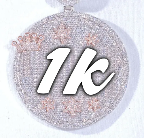 CUSTOM LETTER NECKLACE 3D BIG CROWN DISC sold by The GUU Shop