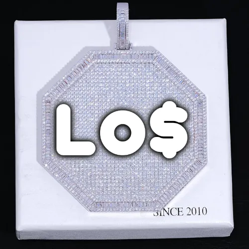 CUSTOM LETTER NECKLACE 3D BIG OCTAGON sold by The GUU Shop