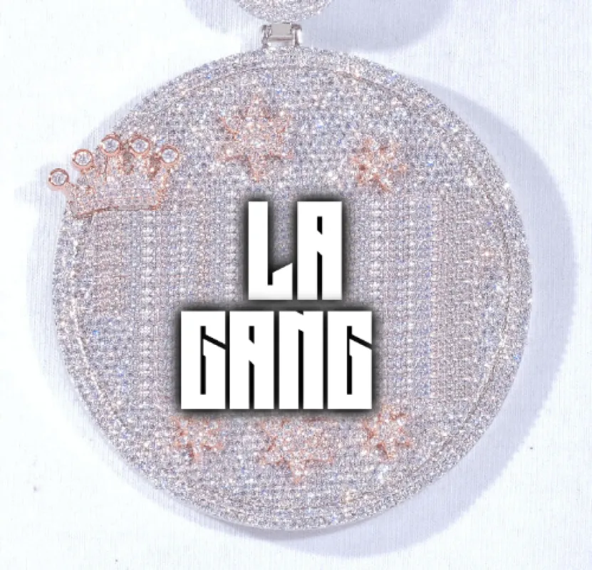 CUSTOM LETTER NECKLACE 3D BIG CROWN DISC sold by The GUU Shop