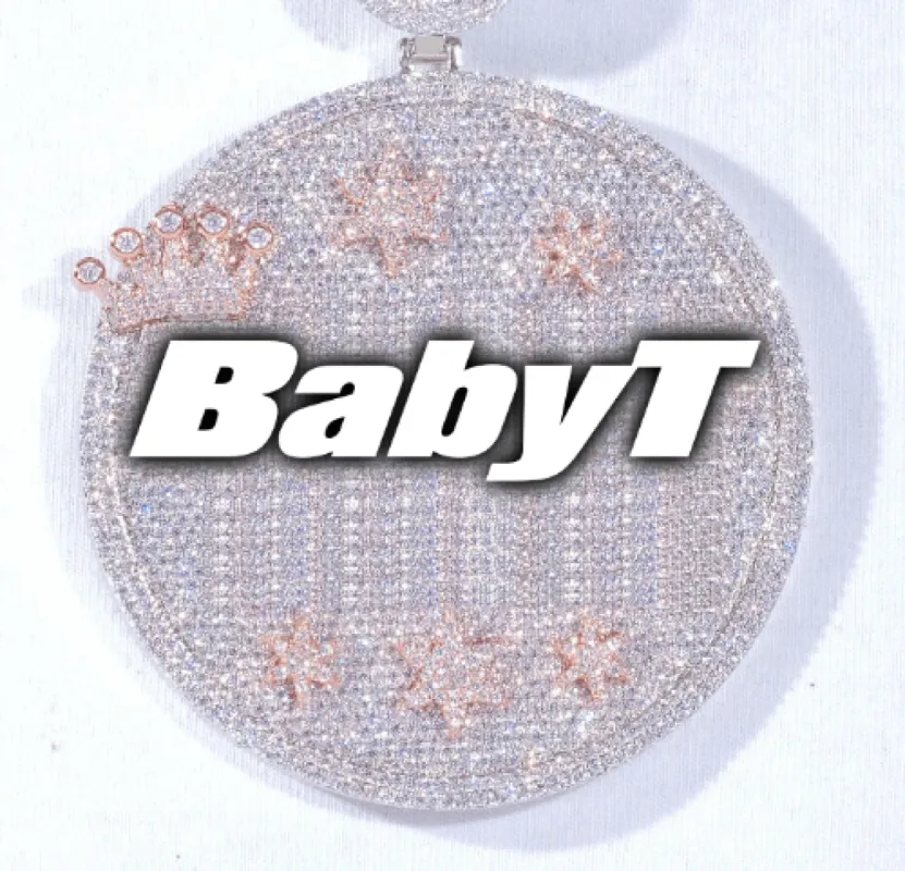 CUSTOM LETTER NECKLACE 3D BIG CROWN DISC sold by The GUU Shop