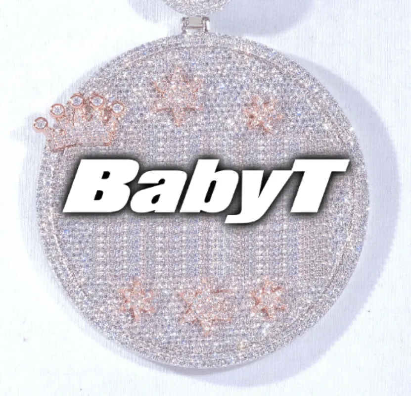 CUSTOM LETTER NECKLACE 3D BIG CROWN DISC sold by The GUU Shop