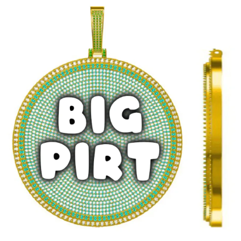 CUSTOM LETTER NECKLACE 3D BIG DISC sold by The GUU Shop