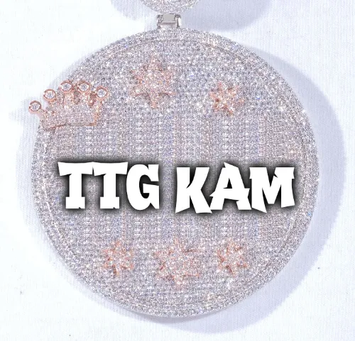 CUSTOM LETTER NECKLACE 3D BIG CROWN DISC sold by The GUU Shop