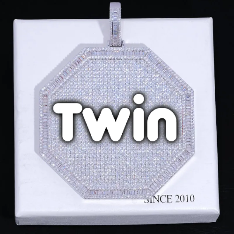 CUSTOM LETTER NECKLACE 3D BIG OCTAGON sold by The GUU Shop