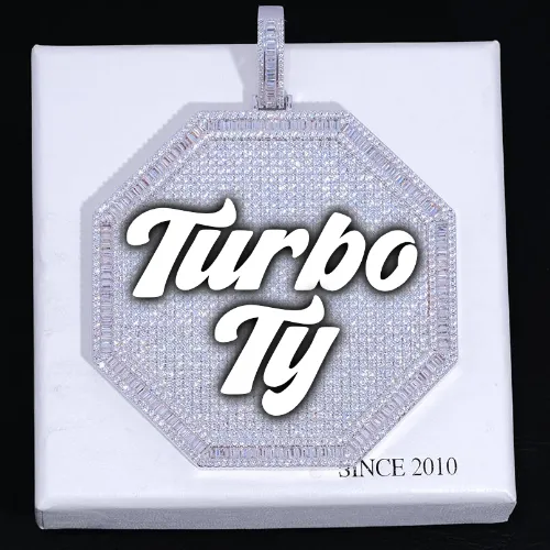 CUSTOM LETTER NECKLACE 3D BIG OCTAGON sold by The GUU Shop