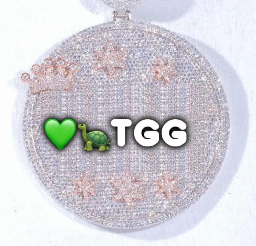 CUSTOM LETTER NECKLACE 3D BIG CROWN DISC sold by The GUU Shop