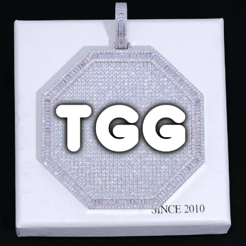 CUSTOM LETTER NECKLACE 3D BIG OCTAGON sold by The GUU Shop