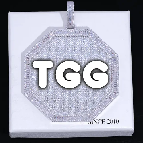 CUSTOM LETTER NECKLACE 3D BIG OCTAGON sold by The GUU Shop
