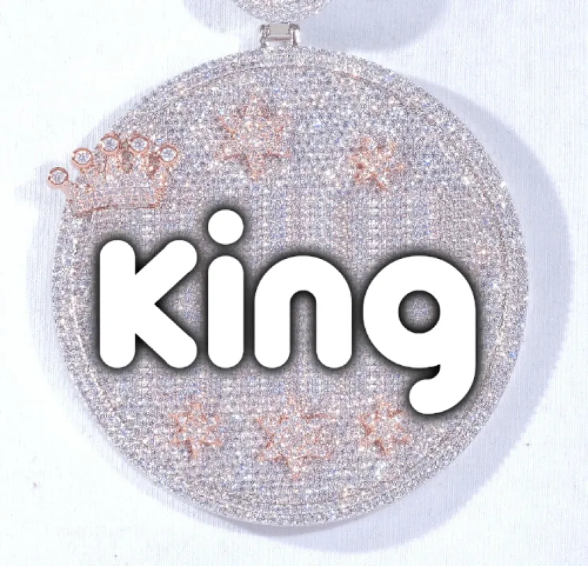 CUSTOM LETTER NECKLACE 3D BIG CROWN DISC sold by The GUU Shop