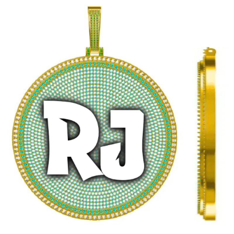 CUSTOM LETTER NECKLACE 3D BIG DISC sold by The GUU Shop