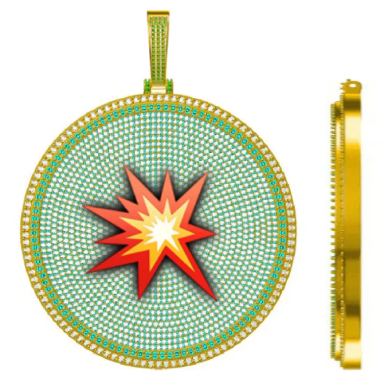 CUSTOM LETTER NECKLACE 3D BIG DISC sold by The GUU Shop