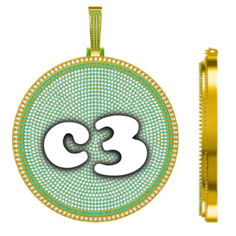 CUSTOM LETTER NECKLACE 3D BIG DISC sold by The GUU Shop