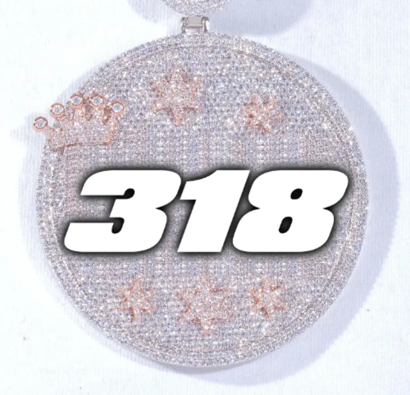 CUSTOM LETTER NECKLACE 3D BIG CROWN DISC sold by The GUU Shop