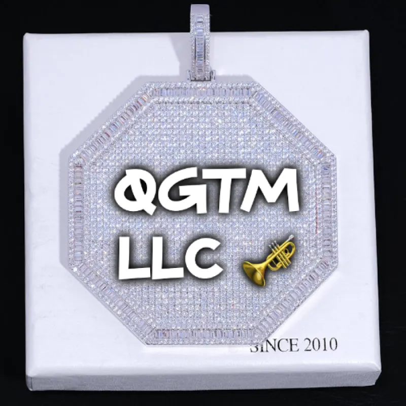 CUSTOM LETTER NECKLACE 3D BIG OCTAGON sold by The GUU Shop