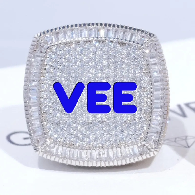 CUSTOM LETTER 3D ICED RING sold by The GUU Shop