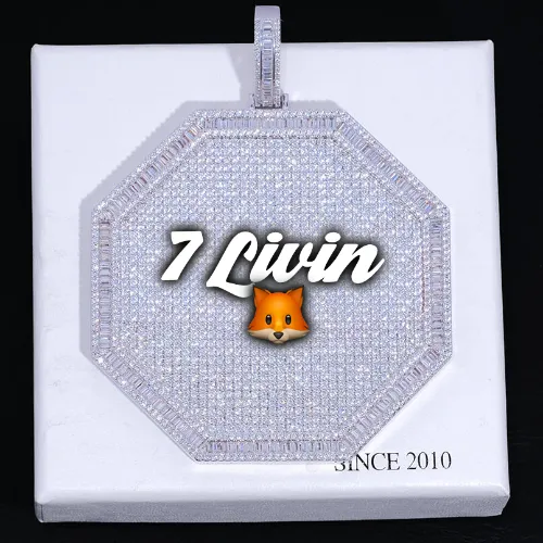 CUSTOM LETTER NECKLACE 3D BIG OCTAGON sold by The GUU Shop