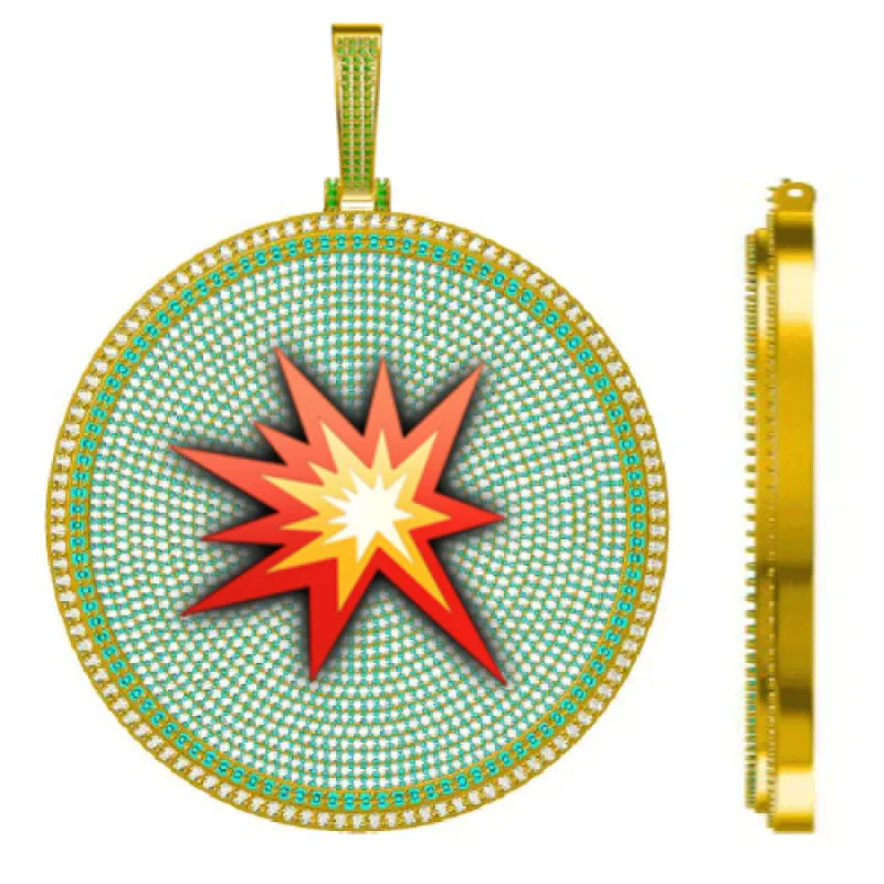 CUSTOM LETTER NECKLACE 3D BIG DISC sold by The GUU Shop