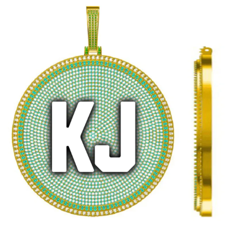 CUSTOM LETTER NECKLACE 3D BIG DISC sold by The GUU Shop