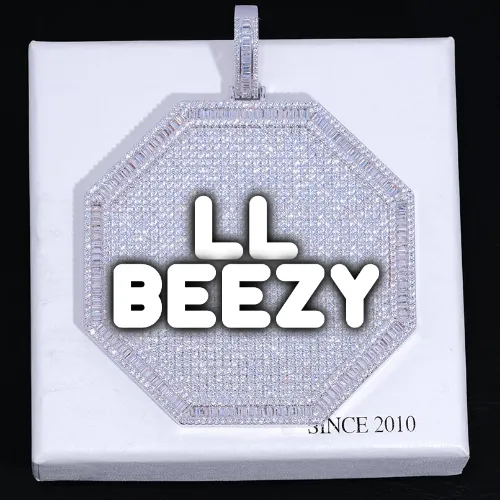 CUSTOM LETTER NECKLACE 3D BIG OCTAGON sold by The GUU Shop