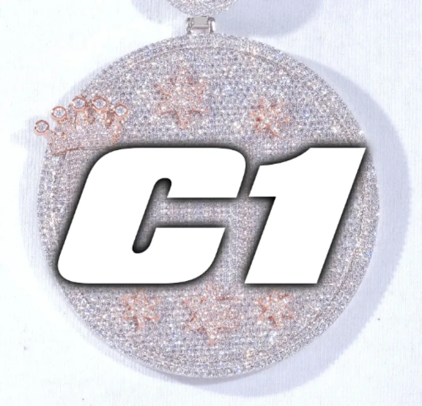 CUSTOM LETTER NECKLACE 3D BIG CROWN DISC sold by The GUU Shop