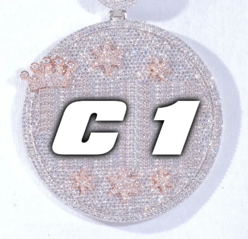 CUSTOM LETTER NECKLACE 3D BIG CROWN DISC sold by The GUU Shop