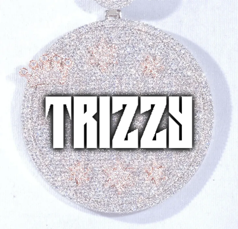 CUSTOM LETTER NECKLACE 3D BIG CROWN DISC sold by The GUU Shop